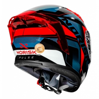 Capacete Moto Norisk Flow Razor Pulse Azul Preto Vermelho C/ Spoiler + Viseira Fumê Extra Lançamento