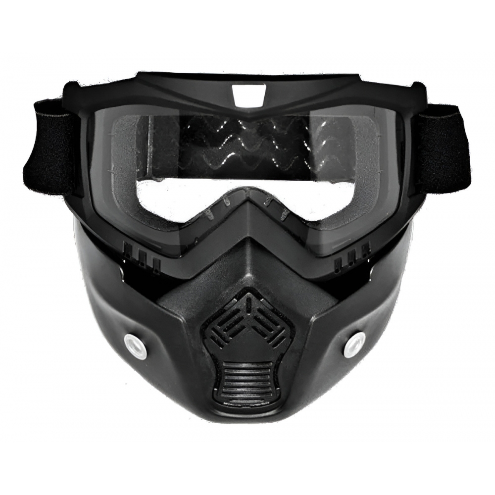 Óculos Máscara Viseira Capacete Aberto Bieffe B45 Harley Old School Lente Cristal - Preto