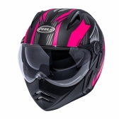 Capacete Moto Feminino Peels Mirage Living Custom Aviador Preto Rosa C/ Óculos Queixeira Removível