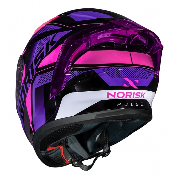 Capacete Moto Feminino Norisk Flow Pulse Roxo Rosa C/ Spoiler + Viseira Fume Extra