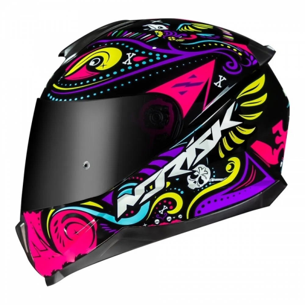 Capacete Moto Norisk Razor Circus Preto Rosa Fechado Masculino Feminino Esportivo