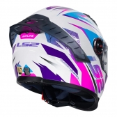 Capacete Moto LS2 FF358 Pro Classic Draze Airline Branco Roxo Rosa C/ Spoiler Masculino Feminino