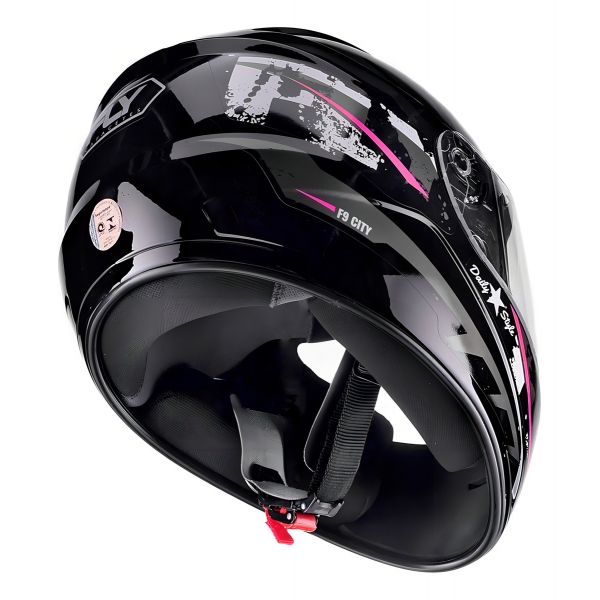Capacete Moto Fechado Fly F-9 F9 City Masculino Feminino Preto Rosa Vermelho C/ Selo Inmetro Lançamento - Rosa