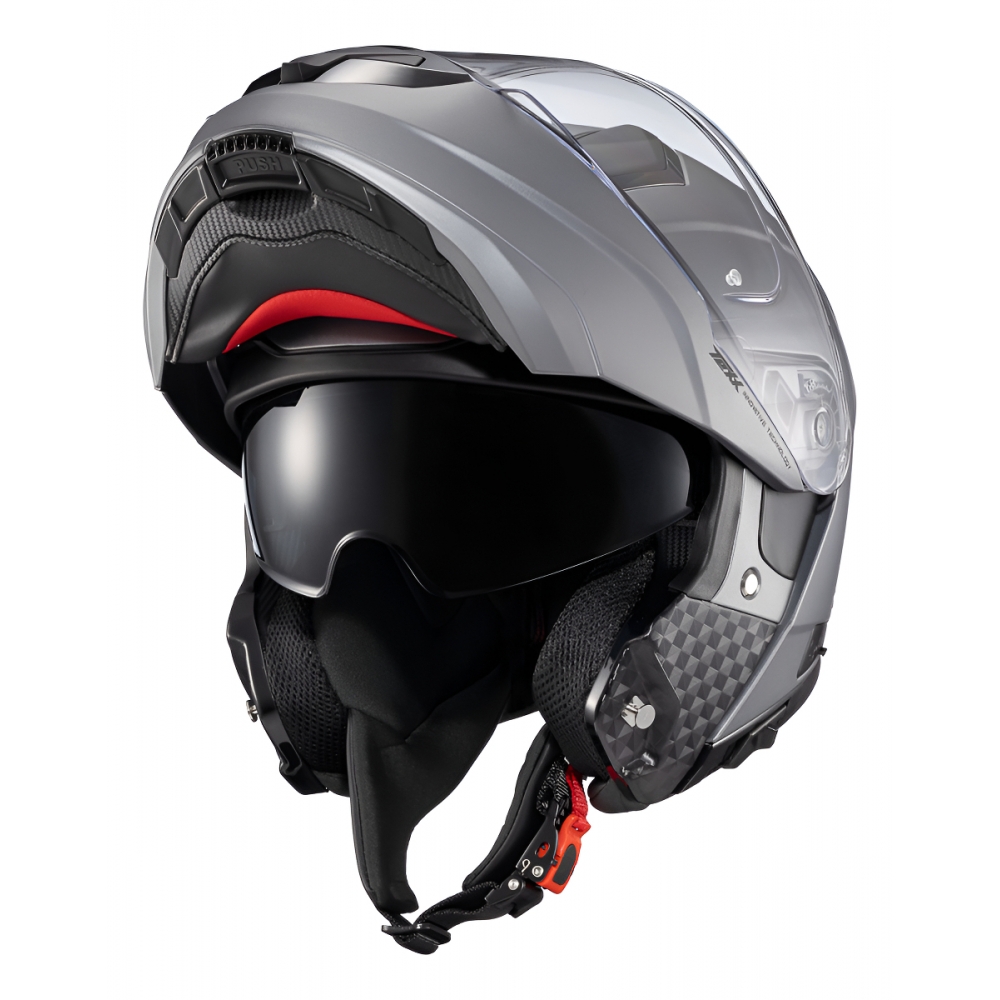 Capacete Moto Articulado Robocop Texx Kratos Classic Solid Escamoteável C/ Óculos - Cinza Fosco