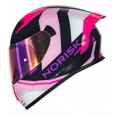 Capacete Moto Feminino Norisk Flow Run Roxo Rosa C/ Spoiler + Viseira Extra