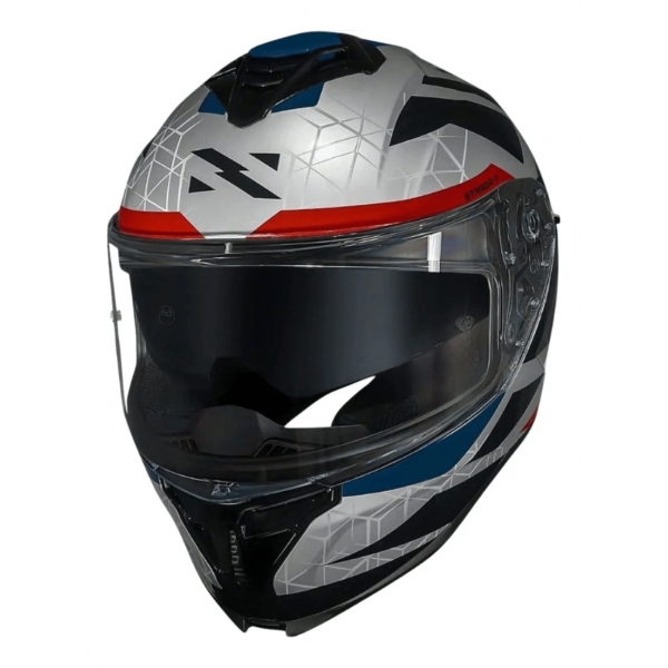 Capacete Moto Norisk Strada 2 Evoque Prata Preto C/ Aerofólio e Óculos Interno Masculino Feminino