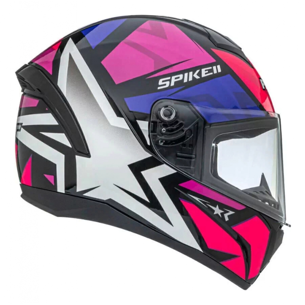 Capacete Moto Feminino Esportivo Peels Spike 1St Ls Star 2 Preto Rosa C/ Selo Inmetro - Fosco