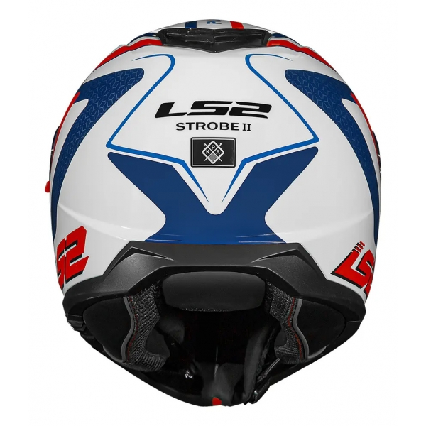 Capacete Moto Robocop Articulado LS2 FF908 Strobe 2 Phantom Branco Vermelho Escamoteável C/ Óculos