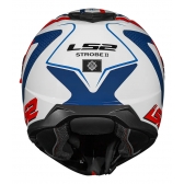 Capacete Moto Robocop Articulado LS2 FF908 Strobe 2 Phantom Branco Vermelho Escamoteável C/ Óculos