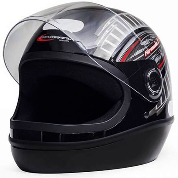 Capacete Moto Taurus San Marino Formula 1R Grafic Branco Preto Viseira 2mm Masculino Feminino - Preto