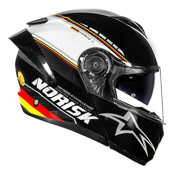 Capacete Moto Robocop Articulado Norisk Force 2 Grand Prix Bandeira Alemanha Escamoteável  C/ Óculos