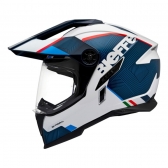 Capacete Moto Bieffe B-Trail Big Trail Bmw Delux Cross Azul Branco Vermelho C/ Óculos Sol Lançamento