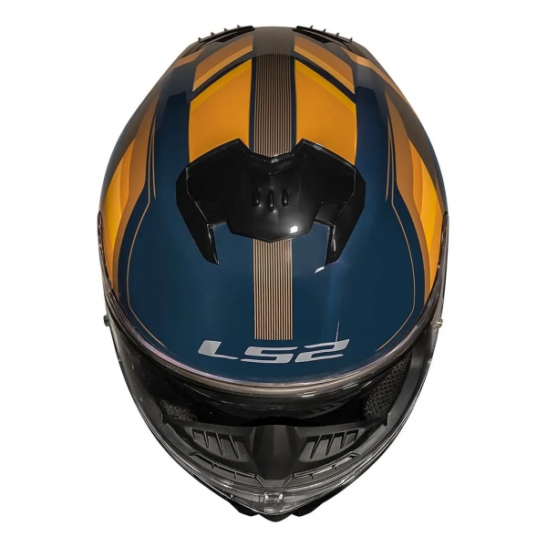 Capacete Moto Fechado Ls2 Ff808 Stream 2 Vintage Azul Laranja Esportivo C/ Óculos Masculino Feminino