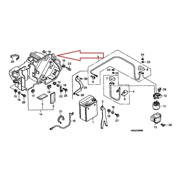 Caixa Suporte Bateria Moto Xr 250 Tornado 2001 02 03 04 05 06 07 2008 Original Honda 50325KPE730