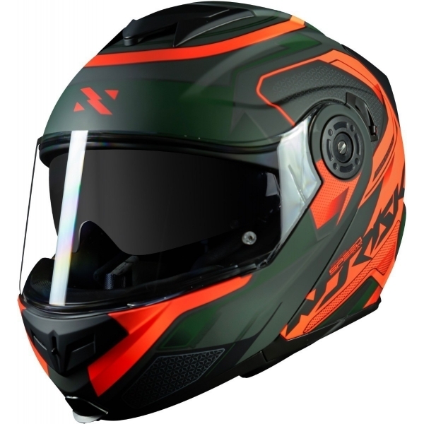Capacete Moto Robocop Articulado Norisk FF345 Route Speedmax Escamoteável C/ Óculos E Selo Inmetro - Verde Laranja
