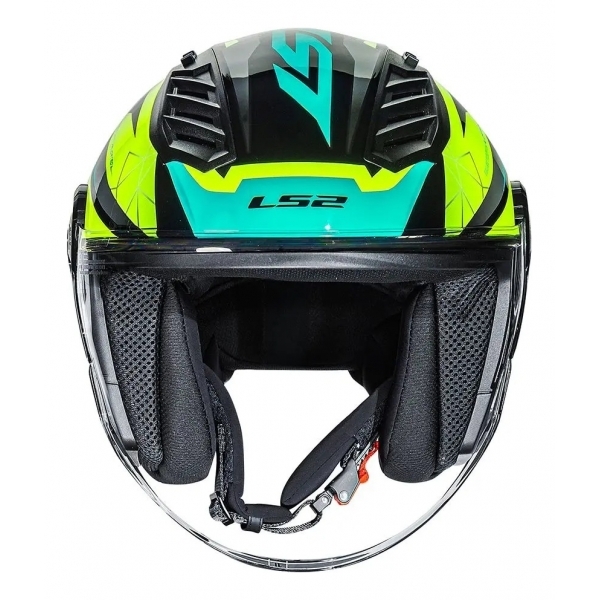 Capacete Moto Aberto Ls2 Of616 S Airflow II Draze Preto Amarelo C/ Spoiler Masculino Feminino