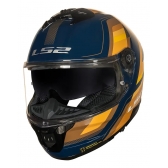 Capacete Moto Fechado Ls2 Ff808 Stream 2 Vintage Azul Laranja Esportivo C/ Óculos Masculino Feminino