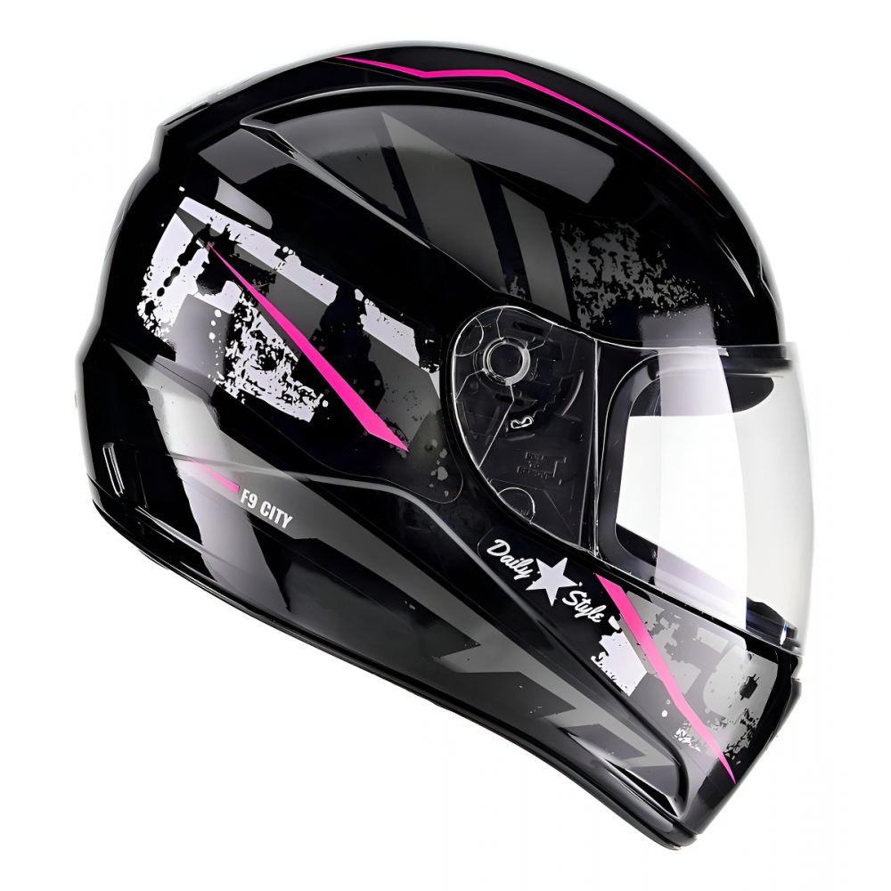 Capacete Moto Fechado Fly F-9 F9 City Masculino Feminino Preto Rosa Vermelho C/ Selo Inmetro Lançamento - Rosa