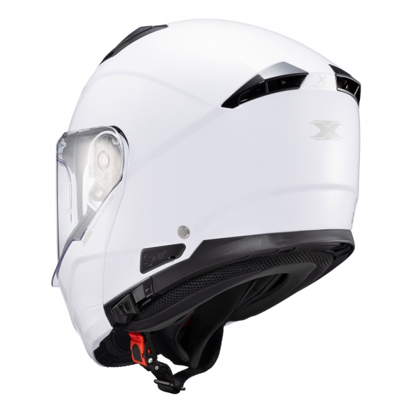 Capacete Moto Articulado Robocop Texx Kratos Classic Solid Escamoteável C/ Óculos - Branco Brilho