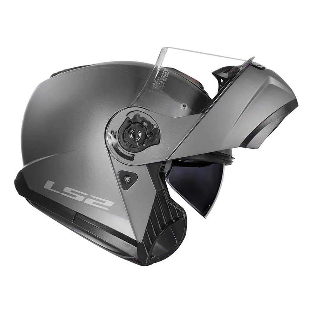 Capacete Moto Robocop Articulado LS2 FF908 Strobe 2 Monocolor Escamoteável C/ Óculos - Titanium Cinza Fosco