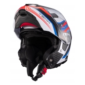 Capacete Moto Articulado Robocop Texx Kratos Nomade Bmw Branco Azul Escamoteável C/ Óculos