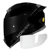 Capacete Norisk Razor Black Edition Preto Brilho C/ Aerofólio + Viseira Fumê Masculino Feminino