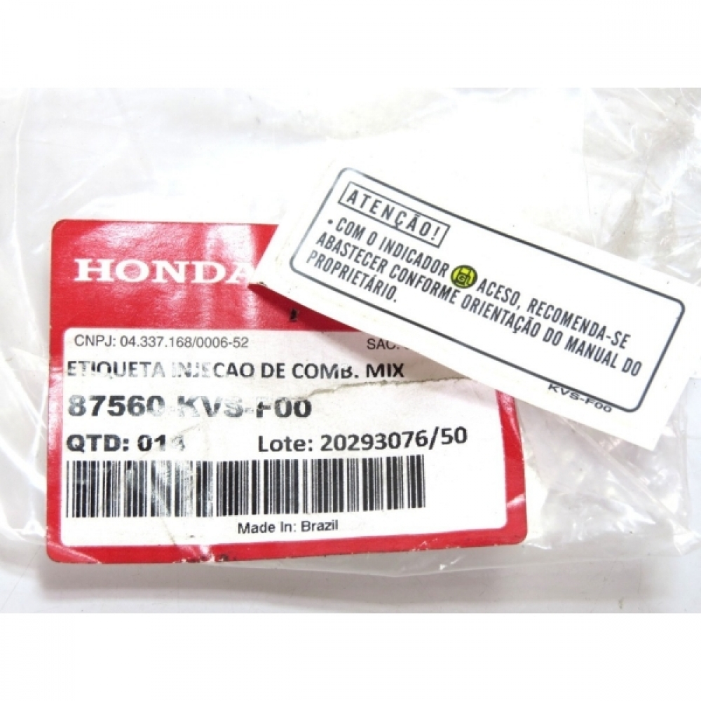 Adesivo Precaução Advertência Tanque Injeção Combustível Moto Titan Fan 150 160 Original Honda