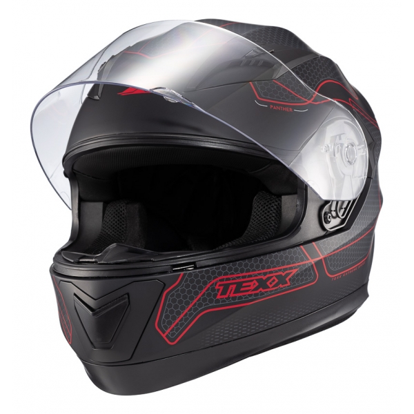 Capacete Moto Esportivo Texx Strike Ls Panther 2 Masculino Feminino Promoção Lançamento - Preto Fosco Vermelho