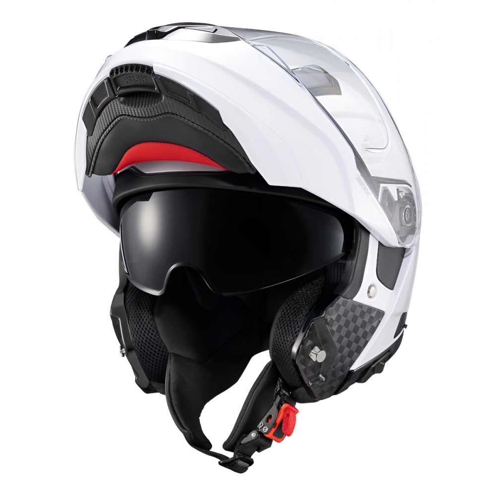 Capacete Moto Articulado Robocop Texx Kratos Classic Solid Escamoteável C/ Óculos - Branco Brilho