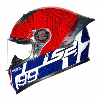 Capacete Moto LS2 FF358 Pro Classsic Tiempo Azul Vermelho C/ Spoiler Masculino Feminino Lançamento