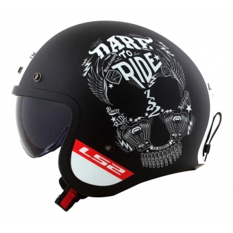 Capacete Aberto Ls2 Of599 Spitfire Inky Custom Vintage Retro Harley C/ Óculos Masculino Feminino