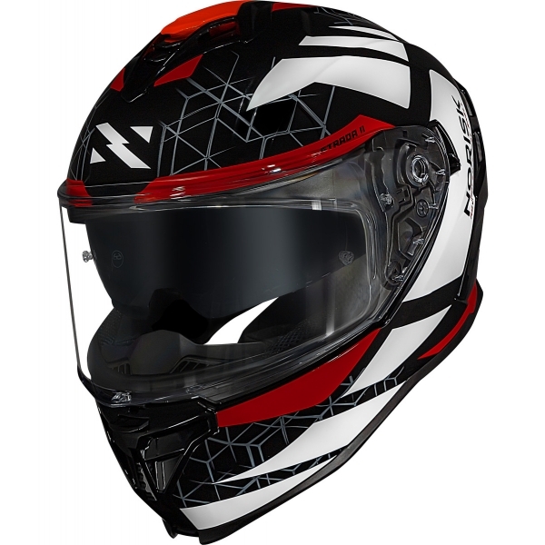 Capacete Moto Norisk Strada 2 Evoque Branco Preto Vermelho Esportivo C/ Aerofólio e Óculos Interno