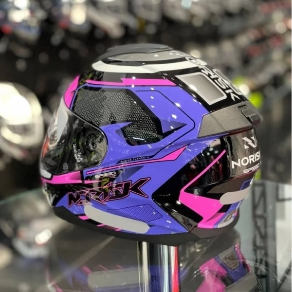 Capacete Esportivo Moto Norisk Razor Speedmax Preto Roxo Rosa Fechado Masculino Feminino