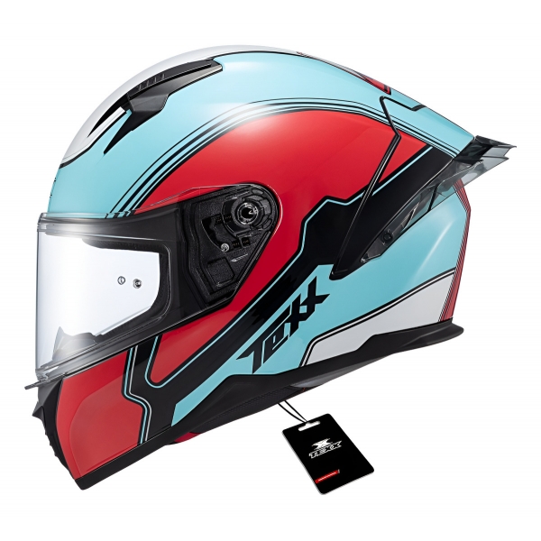 Capacete Moto Gp Esportivo Texx Raptor Hornet C/ Spoiler + Viseira Extra Masculino Feminino - Vermelho / Azul