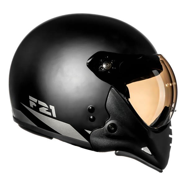 Capacete Moto Peels Mirage F21 F-21 Custom Classic Aviador C/ 2 Viseiras Queixeira Removível - Preto Fosco