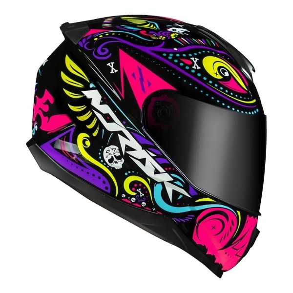 Capacete Moto Norisk Razor Circus Preto Rosa Fechado Masculino Feminino Esportivo