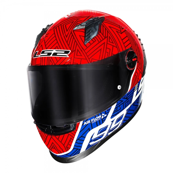 Capacete Moto LS2 FF358 Pro Classsic Tiempo Azul Vermelho C/ Spoiler Masculino Feminino Lançamento