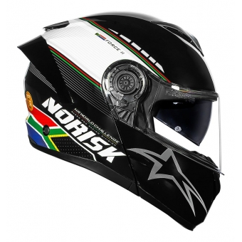Capacete Articulado Robocop Norisk Force 2 Grand Prix Bandeira África Sul Escamoteável C/ Óculos