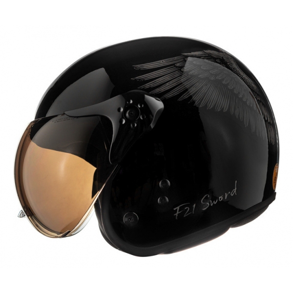 Capacete Moto Custom Peels Mirage F21 F-21 Sword Caveira Aviador C/ 2 Viseiras Queixeira Removível