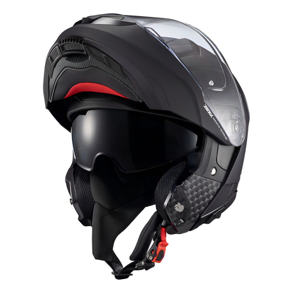 Capacete Moto Articulado Robocop Texx Kratos Classic Solid Escamoteável C/ Óculos - Preto Fosco