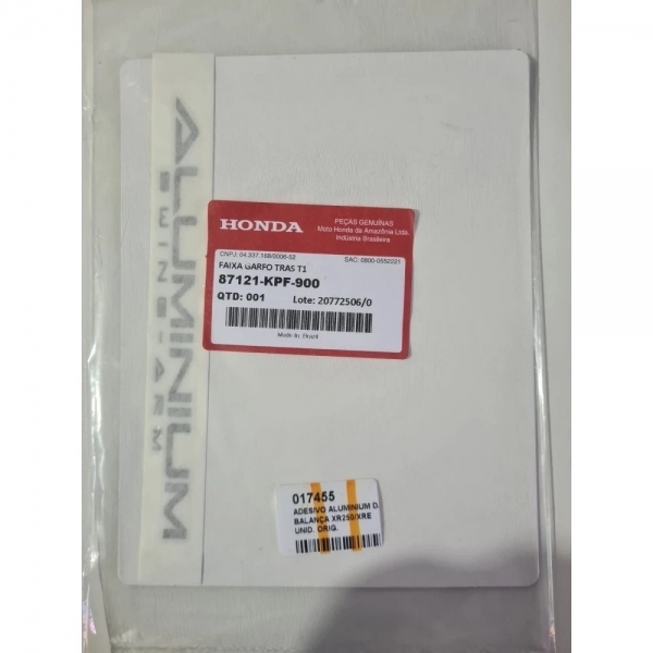 Adesivo Emblema Aluminium Balança Moto Xre 300 Xr 250 Tornado Cbx 250 Twister Original Honda