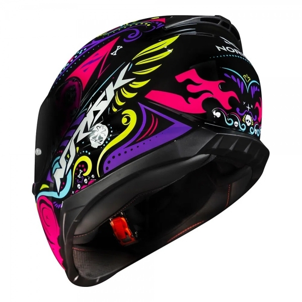 Capacete Moto Norisk Razor Circus Preto Rosa Fechado Masculino Feminino Esportivo