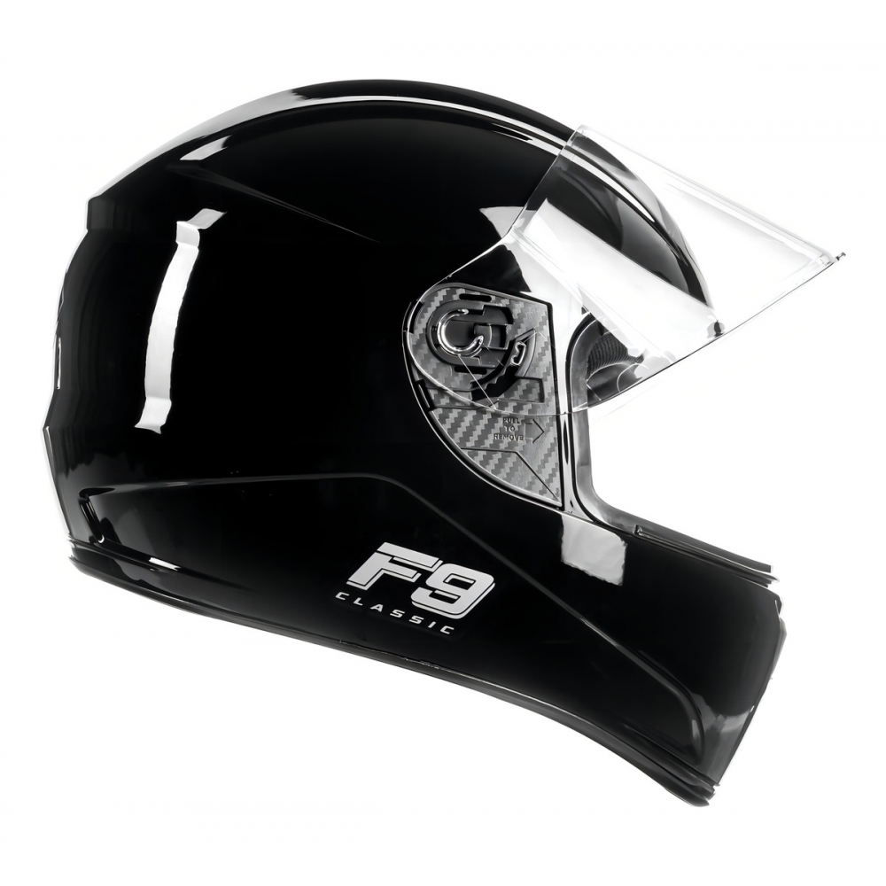 Capacete Moto Fechado Fly F9 Hg Classic Masculino Feminino Preto C/ Selo Inmetro - Preto Brilho