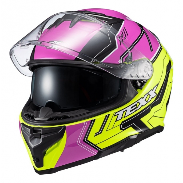 Capacete Moto Feminino Texx Kaiman Teaser Rosa Preto C/ Óculos Sol Interno E Narigueira Lançamento
