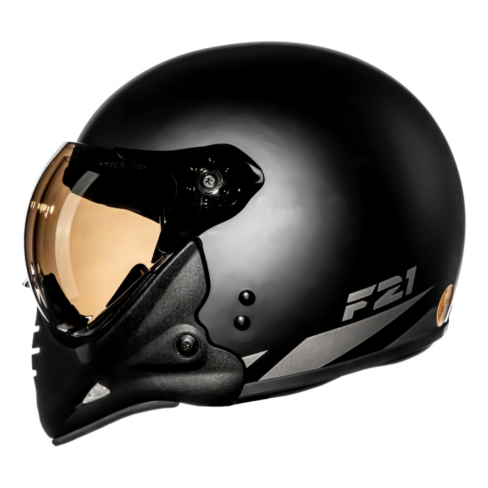 Capacete Moto Peels Mirage F21 F-21 Custom Classic Aviador C/ 2 Viseiras Queixeira Removível - Preto Fosco