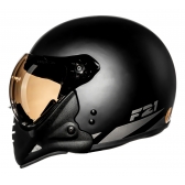 Capacete Moto Peels Mirage F21 F-21 Custom Classic Aviador C/ 2 Viseiras Queixeira Removível - Preto Fosco