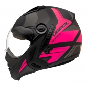 Capacete Moto Feminino Peels F-21 Mirage Vertice Preto Rosa Aviador C/ Óculos Queixeira Removível
