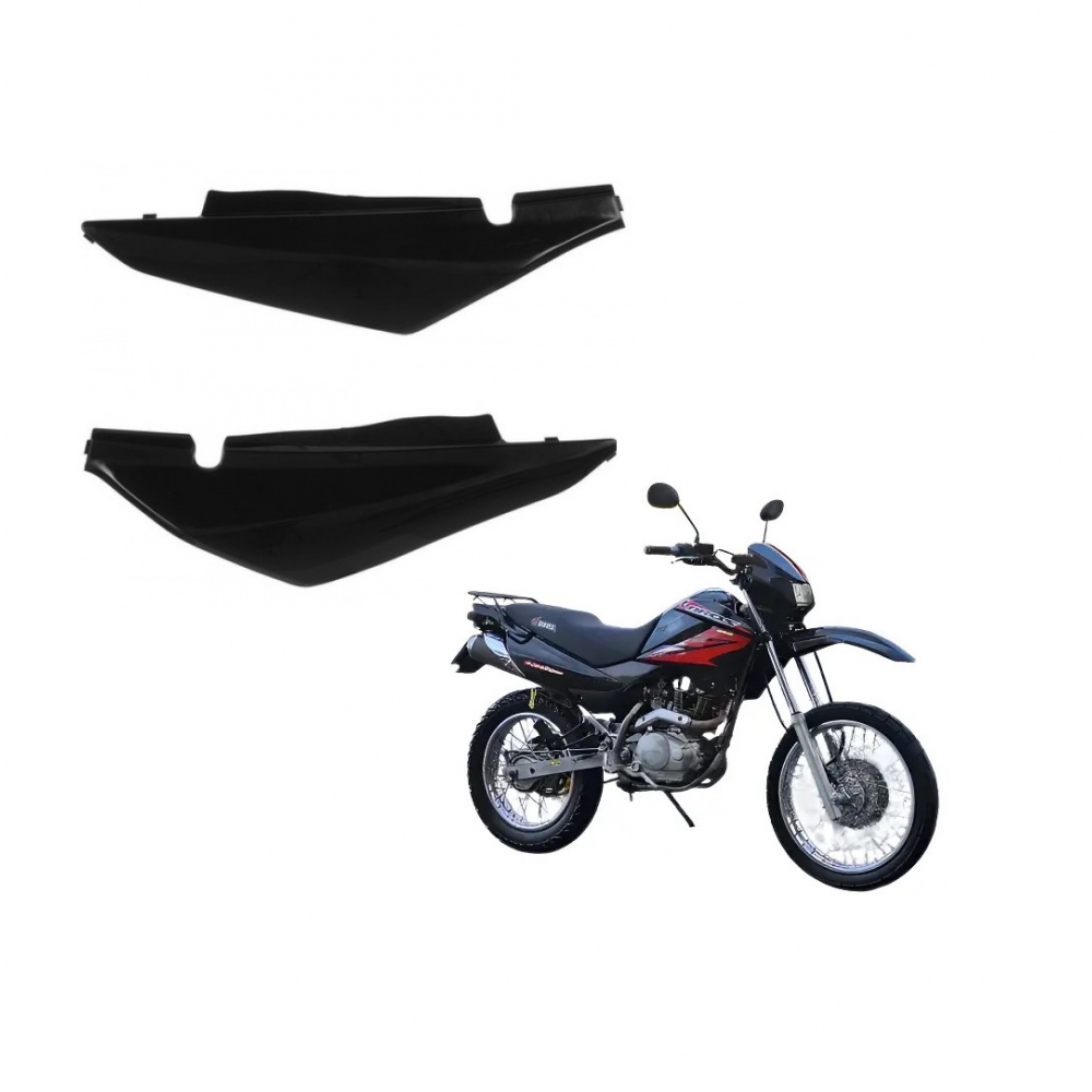 Par De Carenagem Tampa Lateral Superior Moto Nxr Bros 125 150 2003 2004 2005 2006 2007 2008 Preta