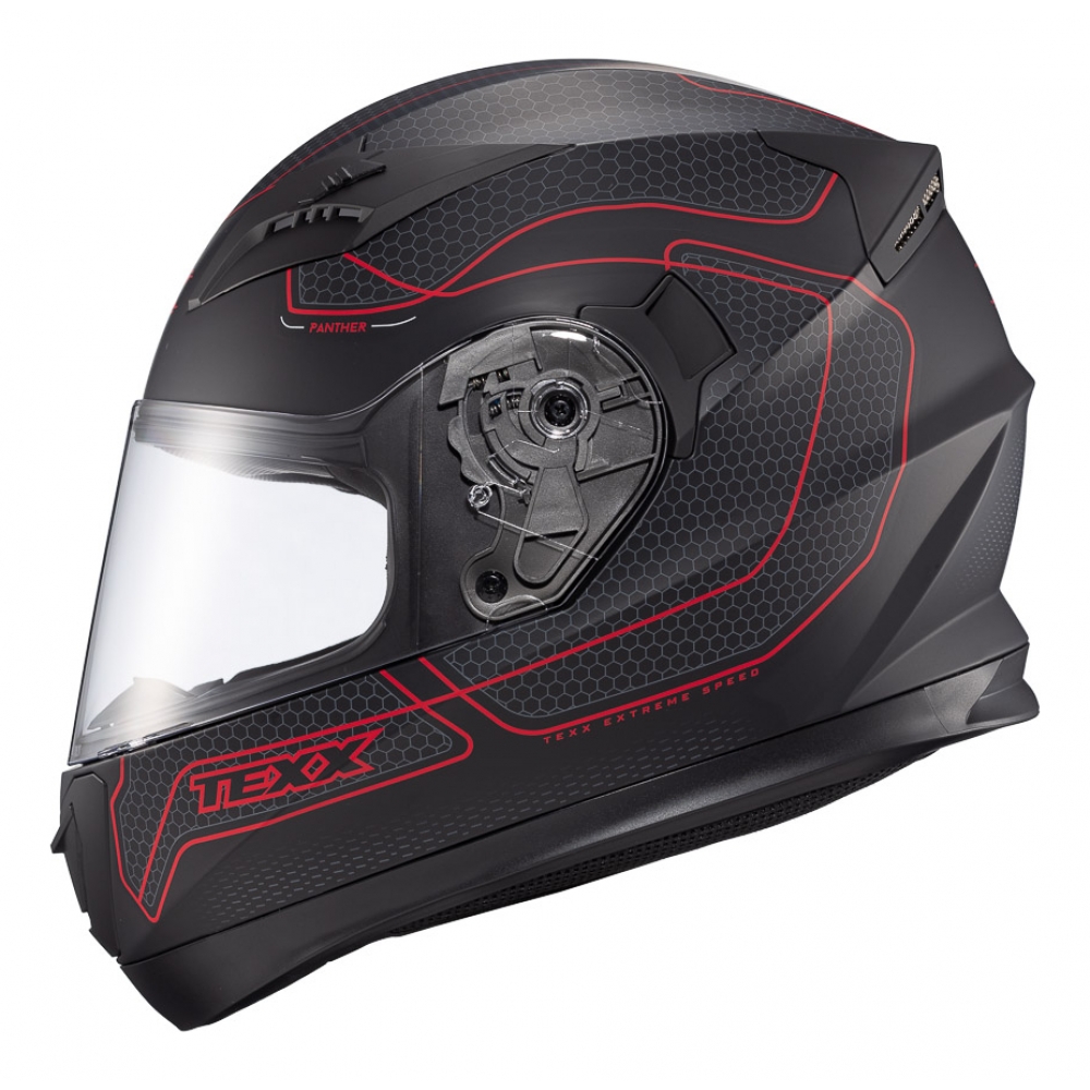 Capacete Moto Esportivo Texx Strike Ls Panther 2 Masculino Feminino Promoção Lançamento - Preto Fosco Vermelho