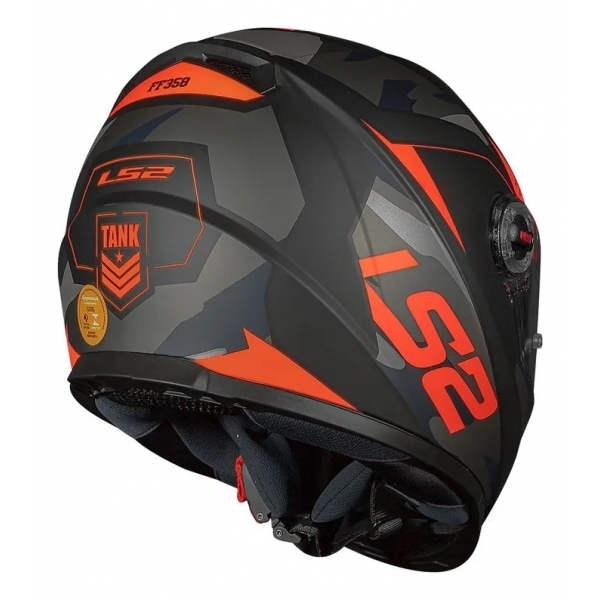 Capacete Moto Fechado Ls2 Ff358 Classic Tank Camuflado Preto Esportivo Masculino Feminino